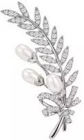 Troli Tender brooch Branch with genuine pearls and crystals Sidabrinis