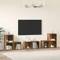 TV staliukas TV spintelių komplektas 6 pcs Senovinis medis Apdirbta mediena