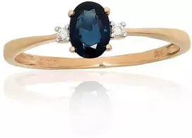 Auksinis žiedas - 17.5 - 1.13 g. - Briliantai (0,02Ct), Safyras (0,611Ct)