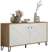 Komoda Touch, 123 x 40 x 76 cm, matinė balta / ąžuolas
