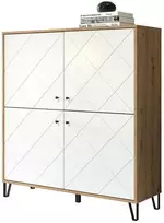 Spintelė Touch, 123 x 40 x 136 cm, matinė balta / ąžuolas