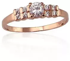 Auksinis sužadėtuvių žiedas. Praba: 585°, Metalas: Raudonas Auksas, Akmuo: Cirkonai - 17.5 - 1.38 g.