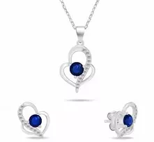 Brilio Silver Sidabrinis jewelry set with zircons Double heart SET294WB (chain, pendant, earrings)