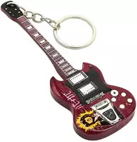 Indominiguitars Stilingas AC/DC įkvėptas medinis gitaros raktų pakabukas – Angus Young fanams