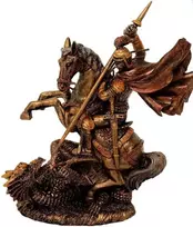 Mysticallstm Mayer Chess Šv. Jurgio statulėlė su drakonu, vario atspalvio, 13 cm
