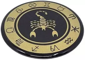 Hobilt Skorpiono zodiako šaldytuvo magnetukas – stilingas emaliuotas, auksinis-juodas