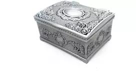 Hobilt Ornamentuota metalinė papuošalų dėžutė, sidabro spalvos, 6×5×3 cm – dovanai