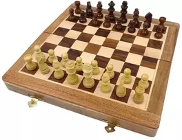 Mirtop Klasikiniai magnetiniai mediniai šachmatai, lankstoma lenta 30×30 cm
