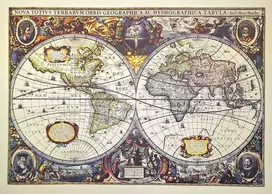 Hobilt Pasaulio žemėlapis (1630) – H. Hondius, istorinis atspaudas sienai