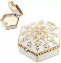 SIAM FASHION JEWELRY CO., LTD. Prabangi mini balta–aukso metalinė papuošalų dėžutė su kristalais – dovana
