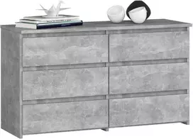 AKORD Komoda 6 stalčiai Betonas 100x35x57
