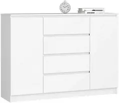 AKORD Komoda 2 Durys 4 Ištraukiamos Lentynos Balta 138x40x99