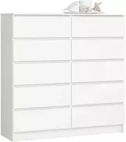 AKORD Kredens 10 stalčių Balta 120x40x121