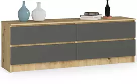 AKORD Komoda 4 stalčiai ąžuolas/žalias grafītas 160x40x55