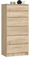 AKORD Komoda 6 stalčių ąžuolo Sonoma 60x40x130