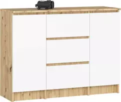 AKORD Komoda 2 durys 3 stalčiai ąžuolas amatininkas/baltas 101x35x76