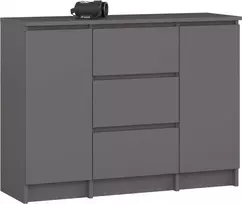 AKORD Komoda 2 Durys 3 stalčiai Pilka Grafītas 101x35x76