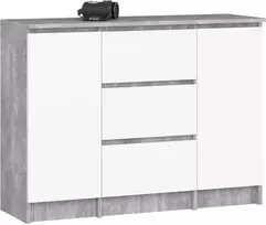 AKORD Komoda 2 durys 3 stalčiai betonas/baltas 101x35x76