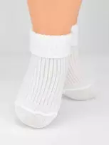 NOVITI SB018-U-01 Medvilninės kojinės kūdikiams be spaudimo sulankstomos baltos 3-6m