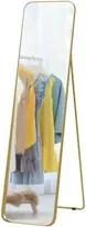 HOMCOM viso ilgio veidrodis 160 x 40 cm, modernus laisvai pastatomas veidrodis su metaliniu rėmu ir nedūžtančiu stiklu, sieninis veidrodis, skirtas statyti, atremti, veidrodis svetainei, miegamajam, prieškambariui, aukso spalvos