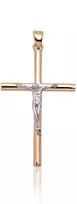 Auksinis pakabukas kryželis. Metalas: Raudonas/Baltas Auksas. Praba: 585°. - 1.11 g. - 32 mm.