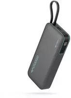 Cuktech CUKP200NGLDG 55W 20000mAh Powerbank with Built-in USB-C Cable – pilkos spalvos