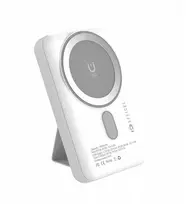 Efficel magnetinis powerbankas 10000 mAh – belaidis, MagSafe, USB-C, baltas