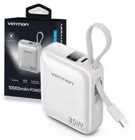 Vention 10000mAh 35W - power bank with USB-C cable (beige)