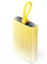 Vention 10000mAh power bank with LED ekranas, USB-C + Lightning + USB-A, 22.5W (yellow)