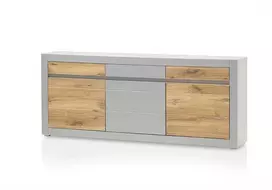 Komoda Casablanca, 217 cm, ąžuolinė/matinė pilka