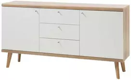 Komoda Lena, 160 x 40 x 83 cm, balta / ąžuolas