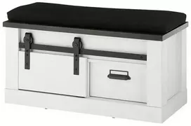 Batų spintelė su pagalve Sherwood, 93 x 43 x 46 cm, balta / pilka