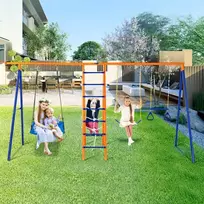Kiemo sūpynių rinkinys vaikams, 6 viename metalinis sūpynių rinkinys, 200 kg talpos sūpynių rinkinys, lauko žaidimų aikštelės rinkinys