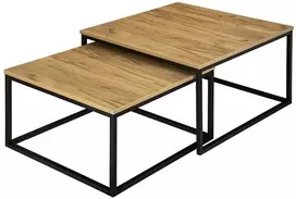 Lizdiniai kavos staliukai 2in1, industrinio stiliaus, juodi, komplektas 2vnt., lofto stiliaus, šoniniai staliukai, prie sofos