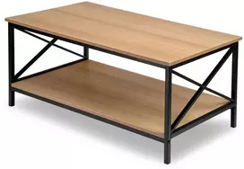 Svetainės kavos staliukas, palėpės stiliaus, su lentyna, 100 cm, modernus ąžuolo, industrinio stiliaus kavos staliukas, lofto stiliaus staliukas prie sofos