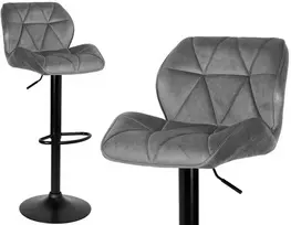 Baro kėdė juoda velvetinė, reguliuojamas aukštis, virtuvės baro kėdė, besisukanti 360°, minkšta sėdynė, pusbario kėdė