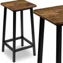 Metalinė baro kėdė virtuvės salai KENT RUSTIC, juoda/sendinto ąžuolo, pusbario kėdė, baro taburetė