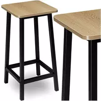 Metalinė baro kėdė virtuvei, 65 cm, juoda-ąžuolo, vintažinė, lofto, industrinio stiliaus, baro taburetė, pusbario kėdė