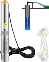 Giluminis siurblys 750W, 105L/min, pramoniniam laistymui, 8.9cm nerūdijančio plieno, povandeninis, vandens