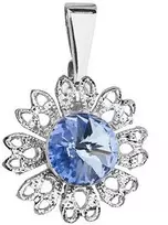 Evolution Group Žėrintis pakabukas su mėlynu Swarovski kristalu „Gėlė“ 54032.3 safyras