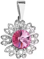 Evolution Group Žėrintis pakabukas su rožiniu Swarovski kristalu „Gėlė“ 54032.3 rožė