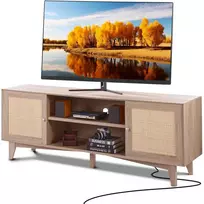 Rotango TV staliukas 191cm TV, ąžuolo apdaila, su rozete, TV spintelė, komoda
