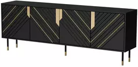 Cama Meble Cama 4D MOUNTAIN chest of drawers 204x40x72 juodas + auksinis