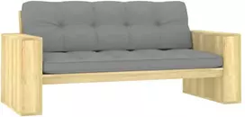 Sodo suoliukas su pilkos spalvos pagalvėlėmis, 179cm, pušis
