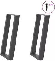 Konsolinio stalo kojos, U formos, 2 vnt., antracito spalvos, 38x(72-73) cm, plienas