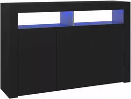 Šoninė spintelė su LED apšvietimu, juoda, 115,5x30x75cm
