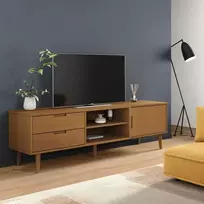 TV staliukas Televizoriaus spintelė MOLDE, ruda, 158x40x49cm, pušies masyvas