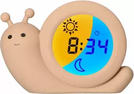 Alecto Sleep Trainer naktinė lempa ir taupe spalvos žadintuvas Snail