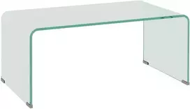 HOMCOM Stabilus stiklinis kavos staliukas, vientisas dizainas, paprastas ir modernus, 80 x 45 x 35 cm, Skaidrus