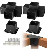 Vevor Pergolos laikiklių rinkinys 152,4 x 152,4 mm, 4 krypčių tvirtas kampinis laikiklis, stulpo pagrindas